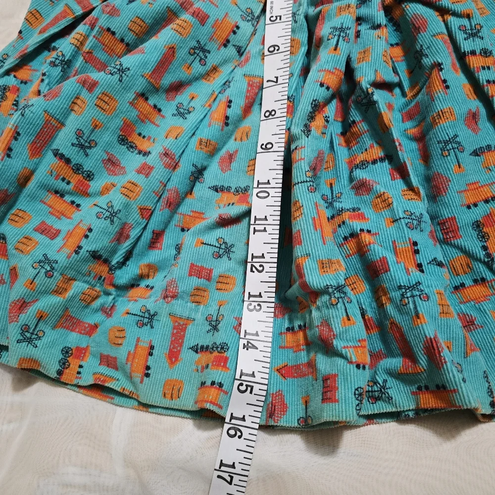 Vintage 1970s 70s Corduroy 2 Piece Vest Skirt Set Kids Childrens Trains - Picture 2 of 8